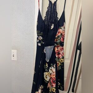 Floral Lace Halter Dress